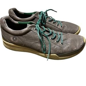 Ecco Mens Gray Yak Leather Lace Up Shoes Natural Motion Golf size 44